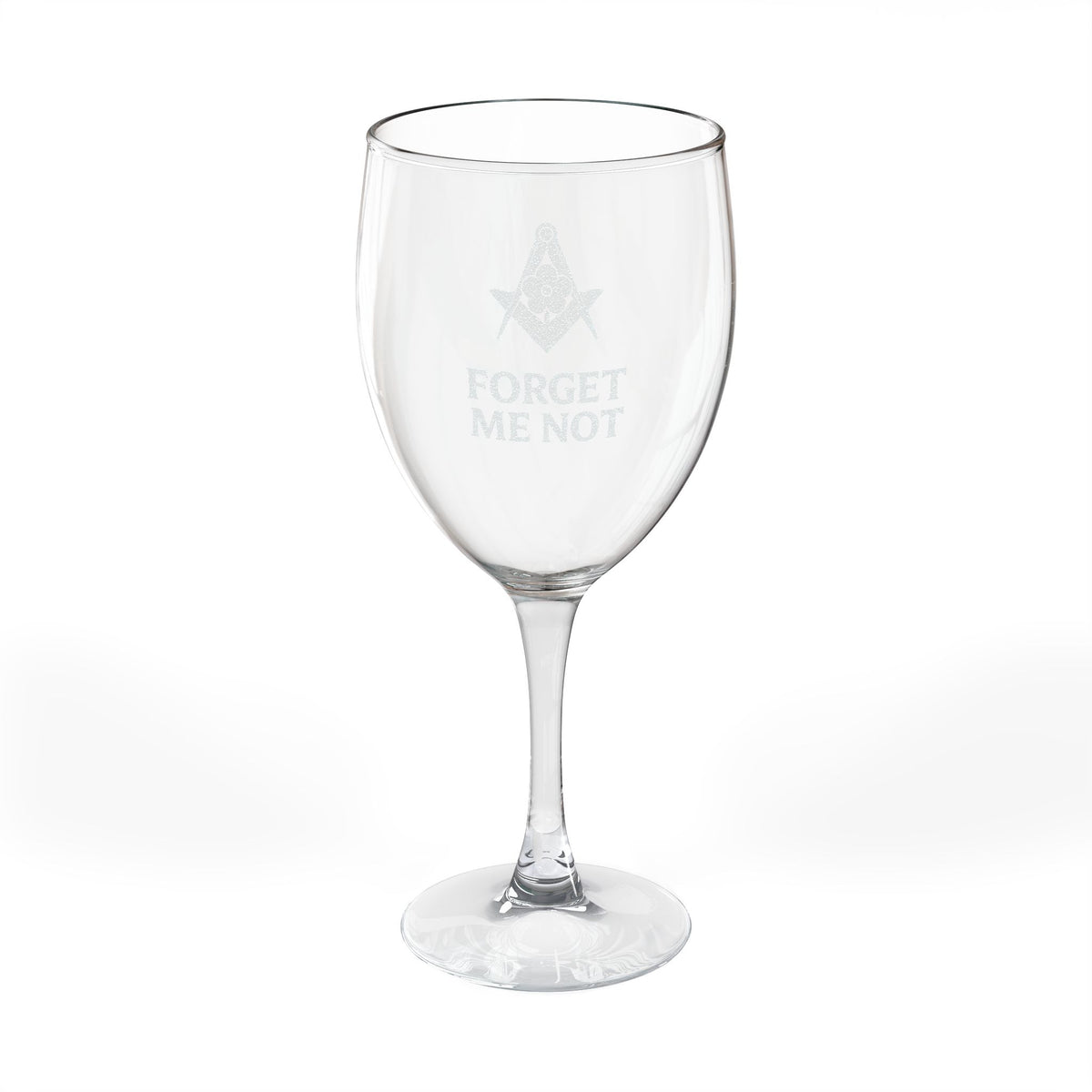 Master Mason Blue Lodge Wine Glass - Square & Compass Forget Me Not - Bricks Masons
