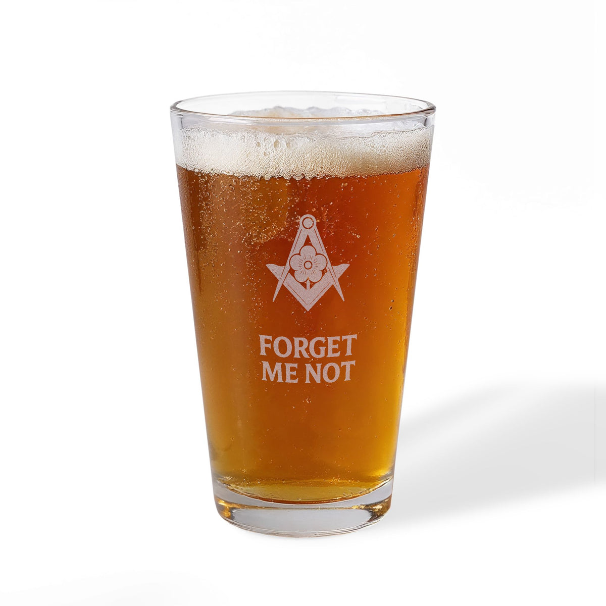 Master Mason Blue Lodge Pint Glass - Square & Compass Forget Me Not