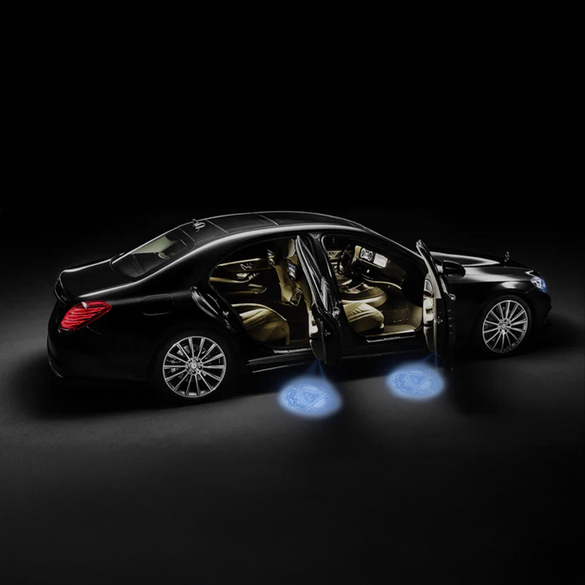 Grand Master Blue Lodge Car Door Light Projector - Customizable Wireless LED - Bricks Masons