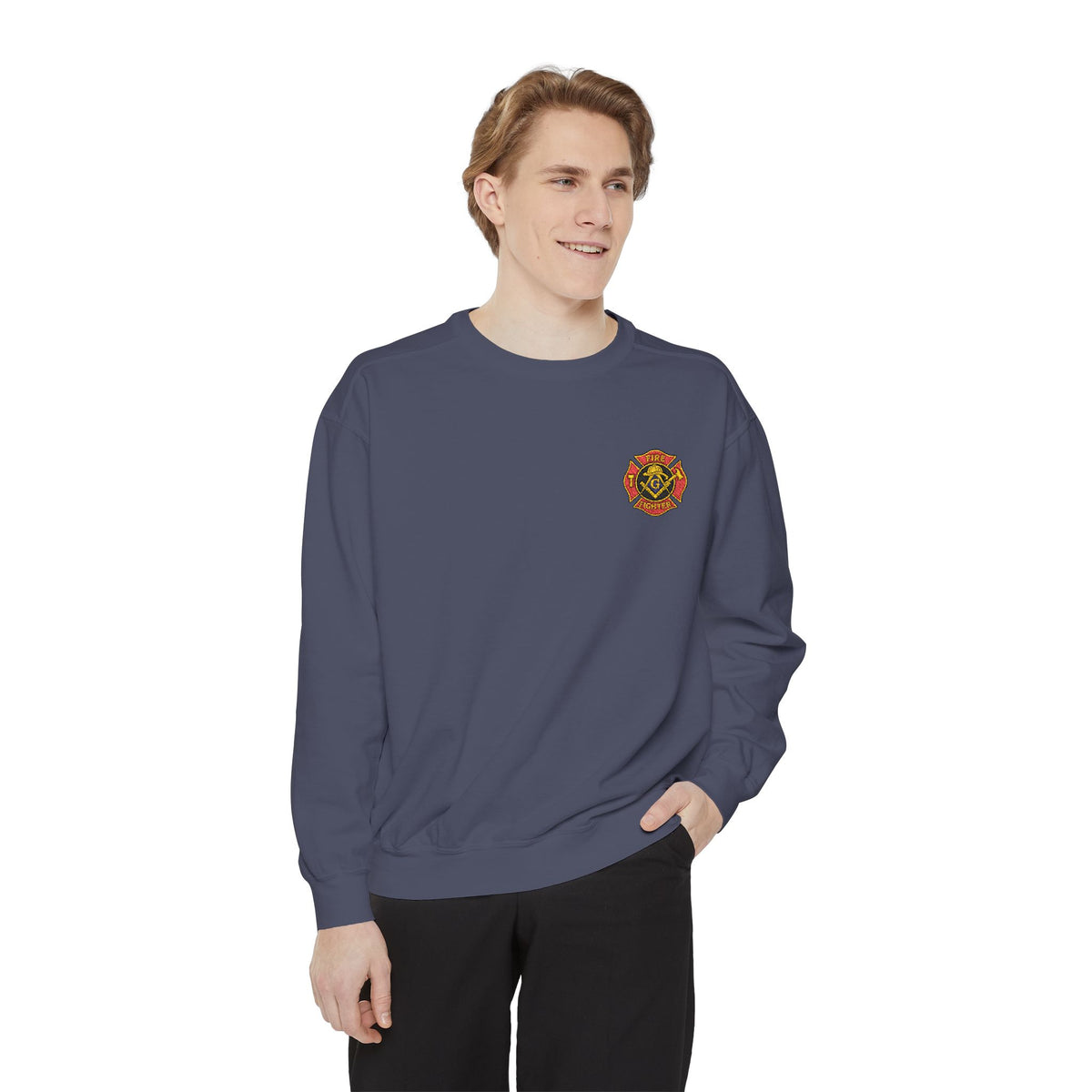 Master Mason Blue Lodge Sweatshirt - Embroidered Emblem Fire Fighter - Bricks Masons