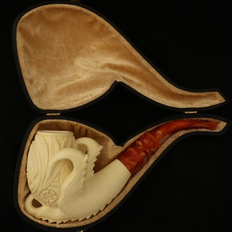 Master Mason Blue Lodge Meerschaum Pipe - Handcrafted Square and Compass G - Bricks Masons