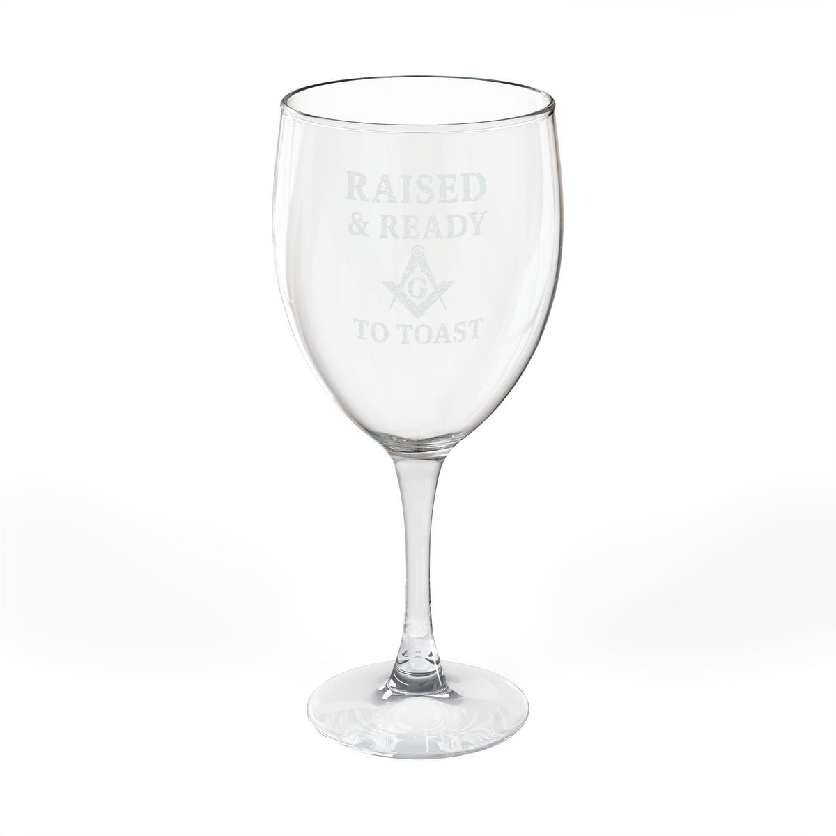 Master Mason Blue Lodge Wine Glass - Raised & Ready To Toast Square & Compass G - Bricks Masons