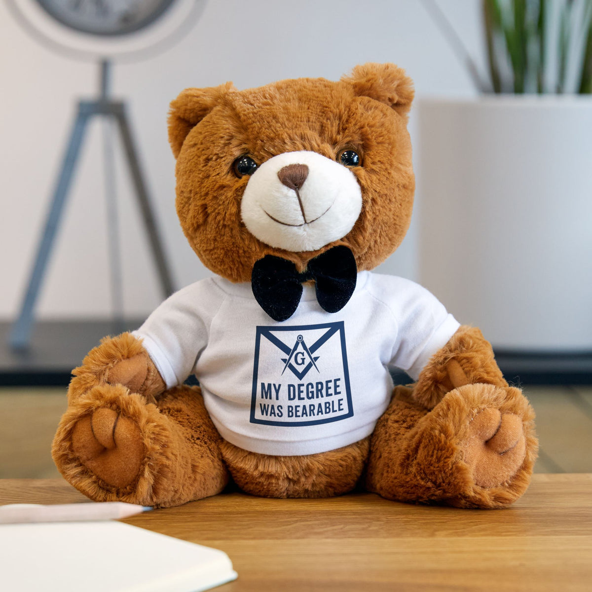 Master Mason Blue Lodge Teddy Bear - My Degree Was Bearable Plushie - Bricks Masons