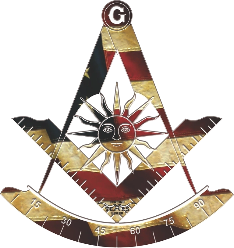 Past Master Blue Lodge Sticker Decal - Faded United States Flag Vinyl - Bricks Masons