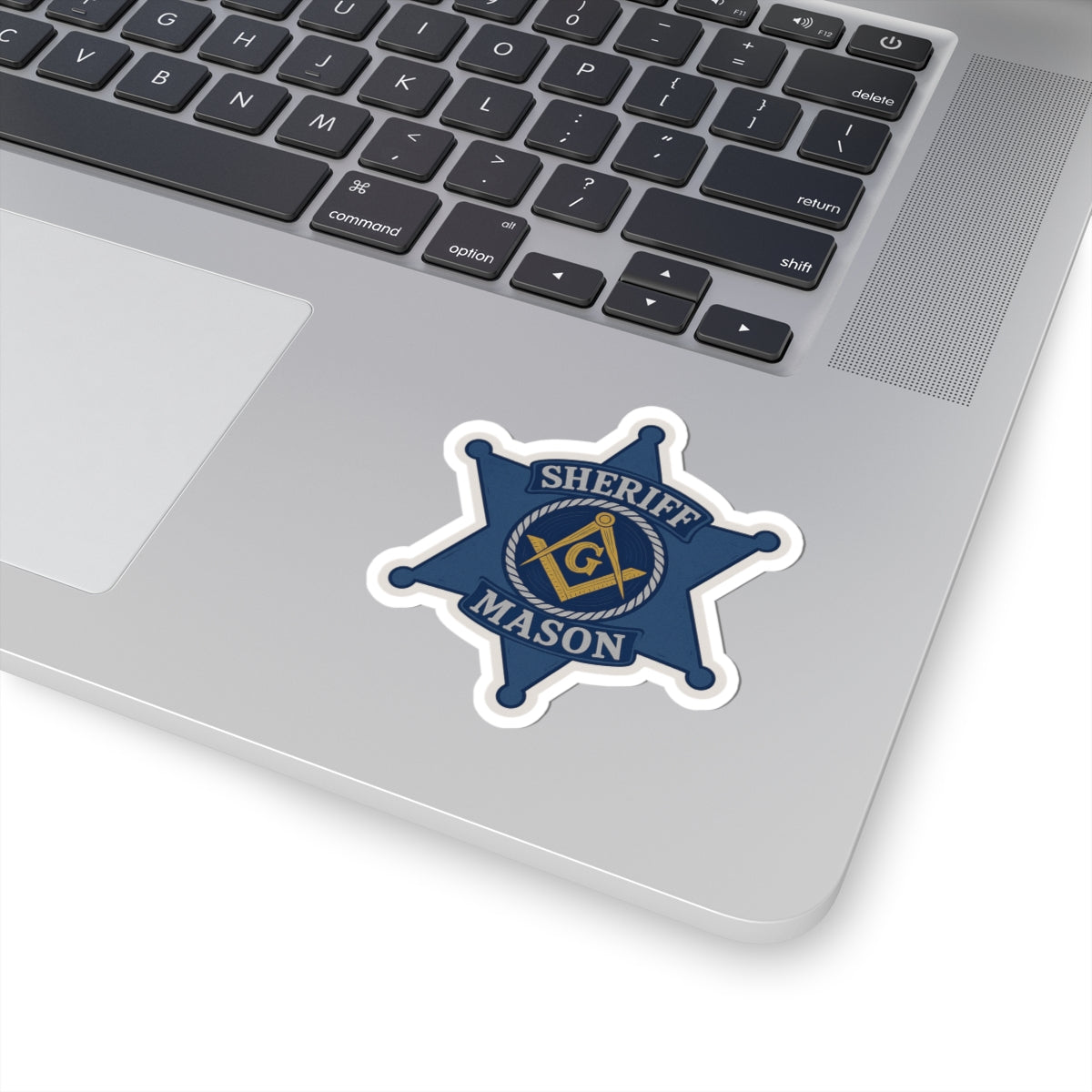 Master Mason Blue Lodge Sticker Decal - Kiss-Cut Blue Sheriff Star - Bricks Masons