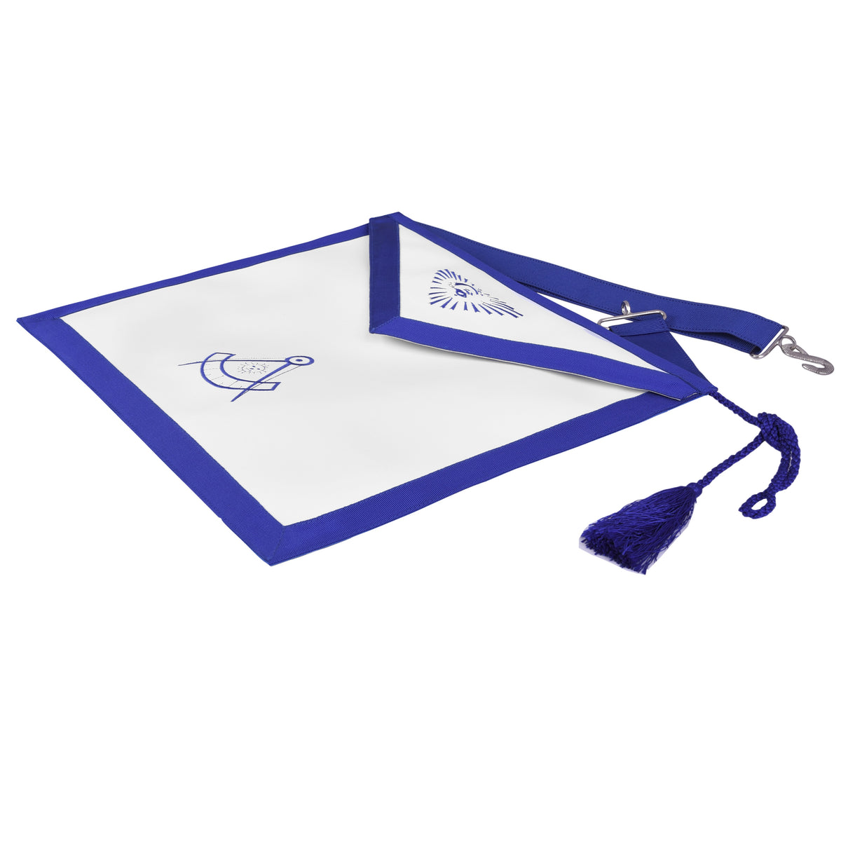 Past Master Blue Lodge Apron - Blue Ribbon With Tassels - Bricks Masons