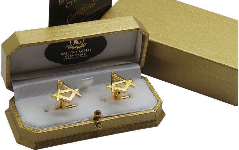 Master Mason Blue Lodge Cufflinks - Brotherhood Luxurious Gift Cased - Bricks Masons