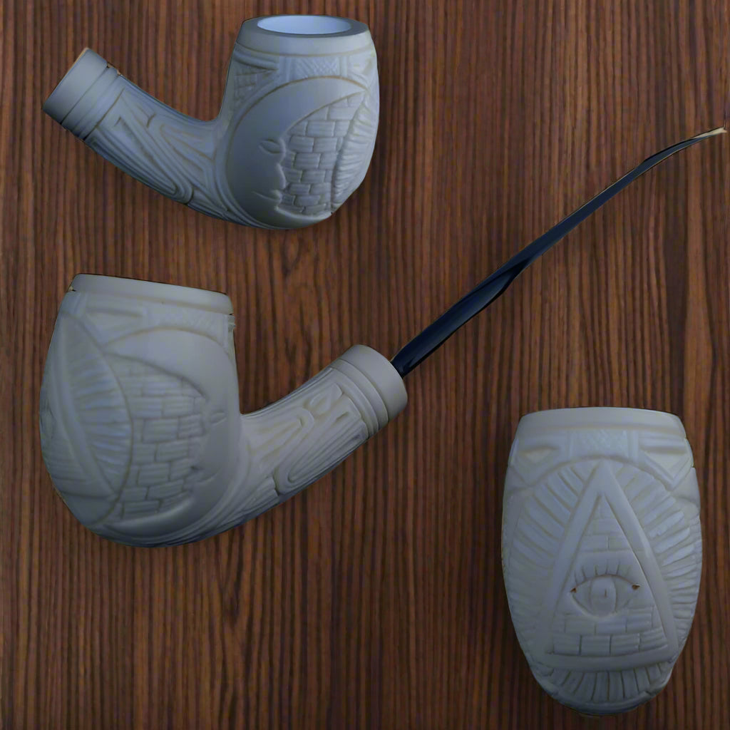 Eye Of Providence Meerschaum Pipe - Natural Wax Handmade - Bricks Masons