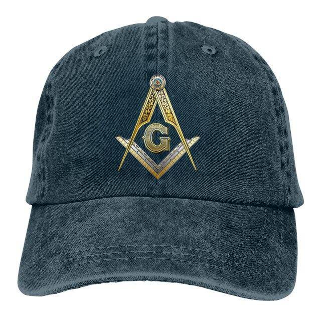 Master Mason Blue Lodge Baseball Cap - Compass and Square G Adjustable - Bricks Masons
