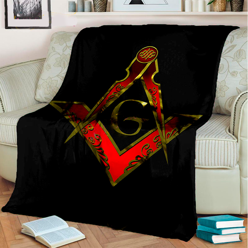 Master Mason Blue Lodge Blanket - 3D Printed Square and Compass G Flannel - Bricks Masons