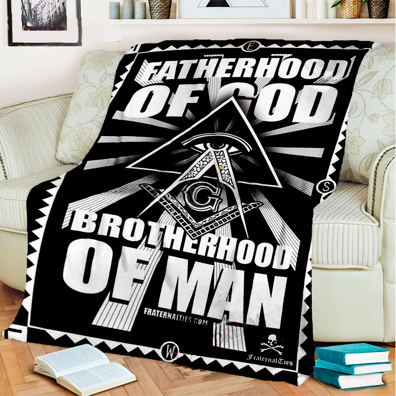 Master Mason Blue Lodge Blanket - 3D Printed Square and Compass G Flannel - Bricks Masons