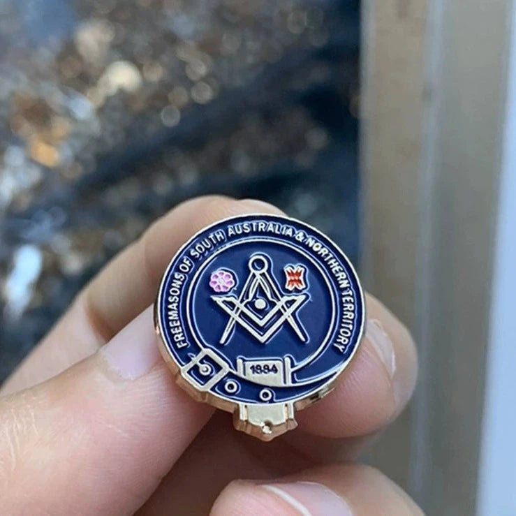 Master Mason Blue Lodge Cufflink - Pair Of Square & Compass South Australian Plated Studs - Bricks Masons