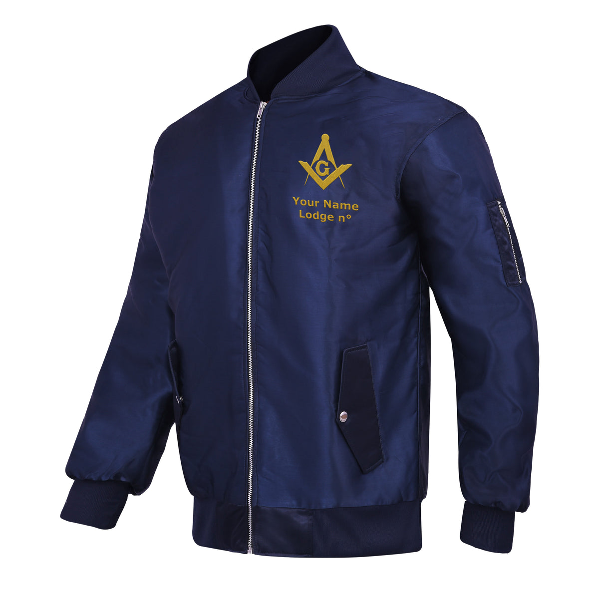 Master Mason Blue Lodge Jacket - Nylon Blue Color With Gold Embroidery - Bricks Masons