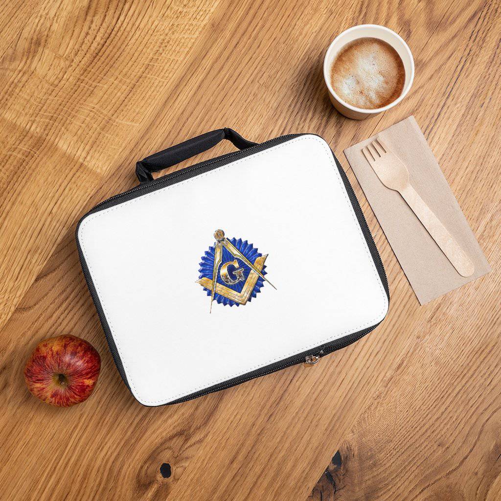 Master Mason Blue Lodge Lunch Bag - Golden Square & Compass G - Bricks Masons