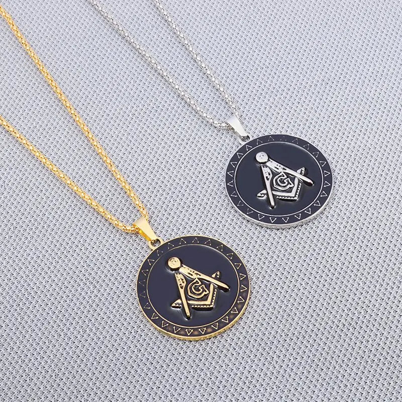 Master Mason Blue Lodge Necklace - Black Background - Bricks Masons