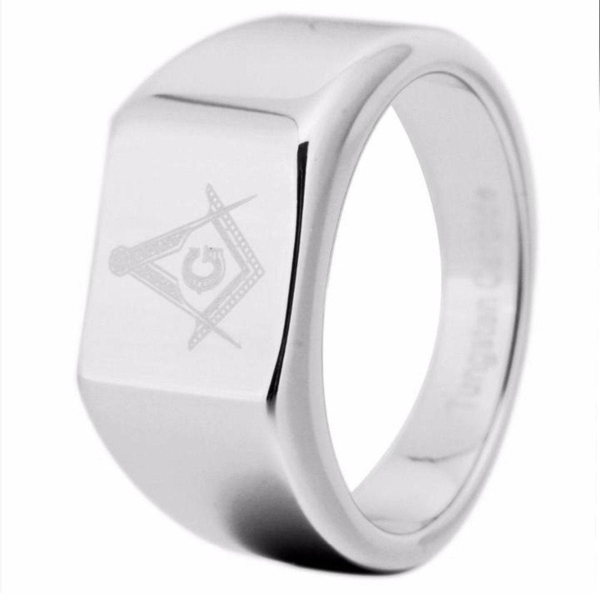 Master Mason Blue Lodge Ring - 12MM Width Silver - Bricks Masons