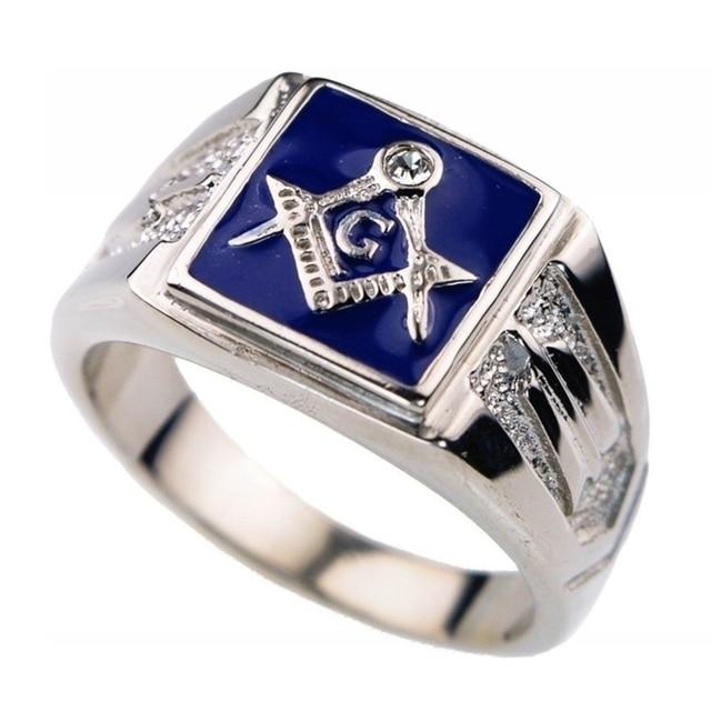 Master Mason Blue Lodge Ring - Square & Compass G (Black/blue/red) - Bricks Masons