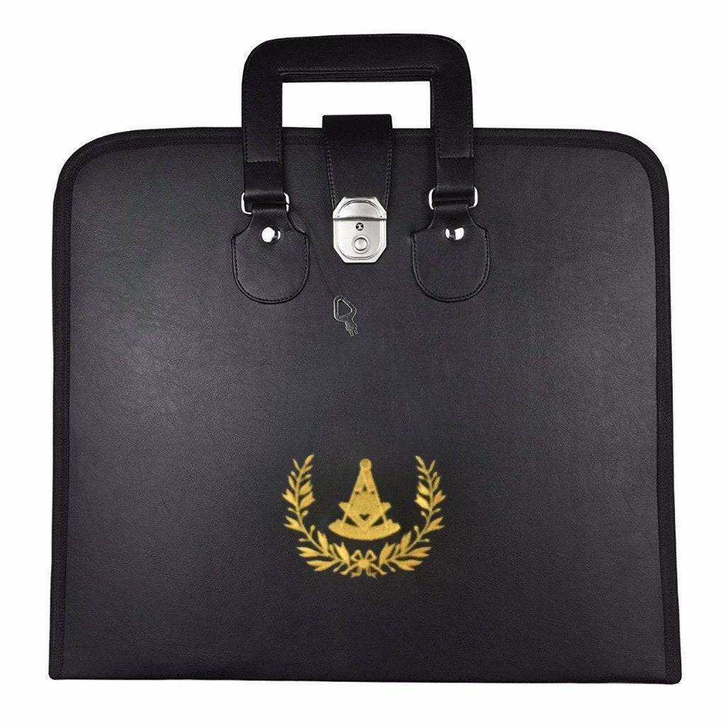 Past Master Blue Lodge Apron Case - Black Imitation Leather MM/WM, Provincial - Bricks Masons