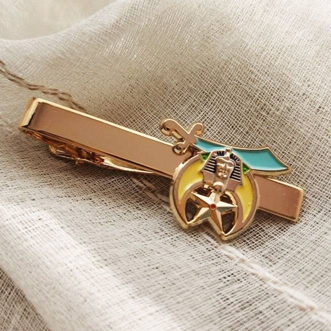 Shriners Tie Clip - Metal Gold Plated - Bricks Masons