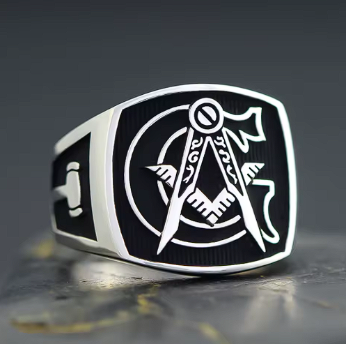 Master Mason Blue Lodge Ring - 925 Sterling Silver (16gr) - Bricks Masons