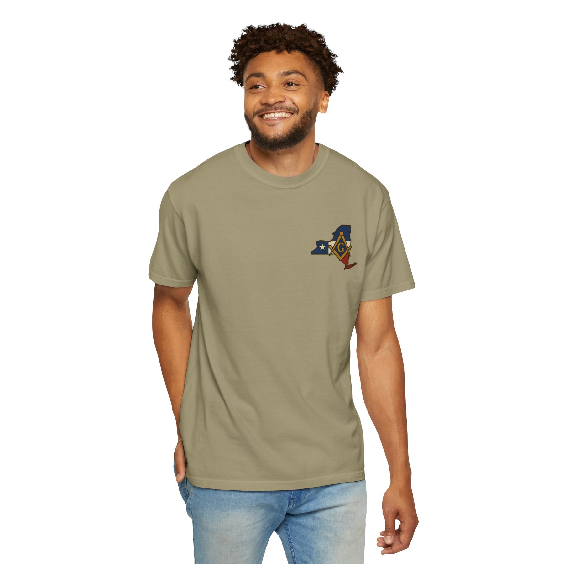 Master Mason Blue Lodge T-Shirt - Garment-Dyed New York Mason - Bricks Masons