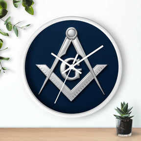 Master Mason Blue Lodge Clock - S&C G Emblem on Wood Frame - Bricks Masons