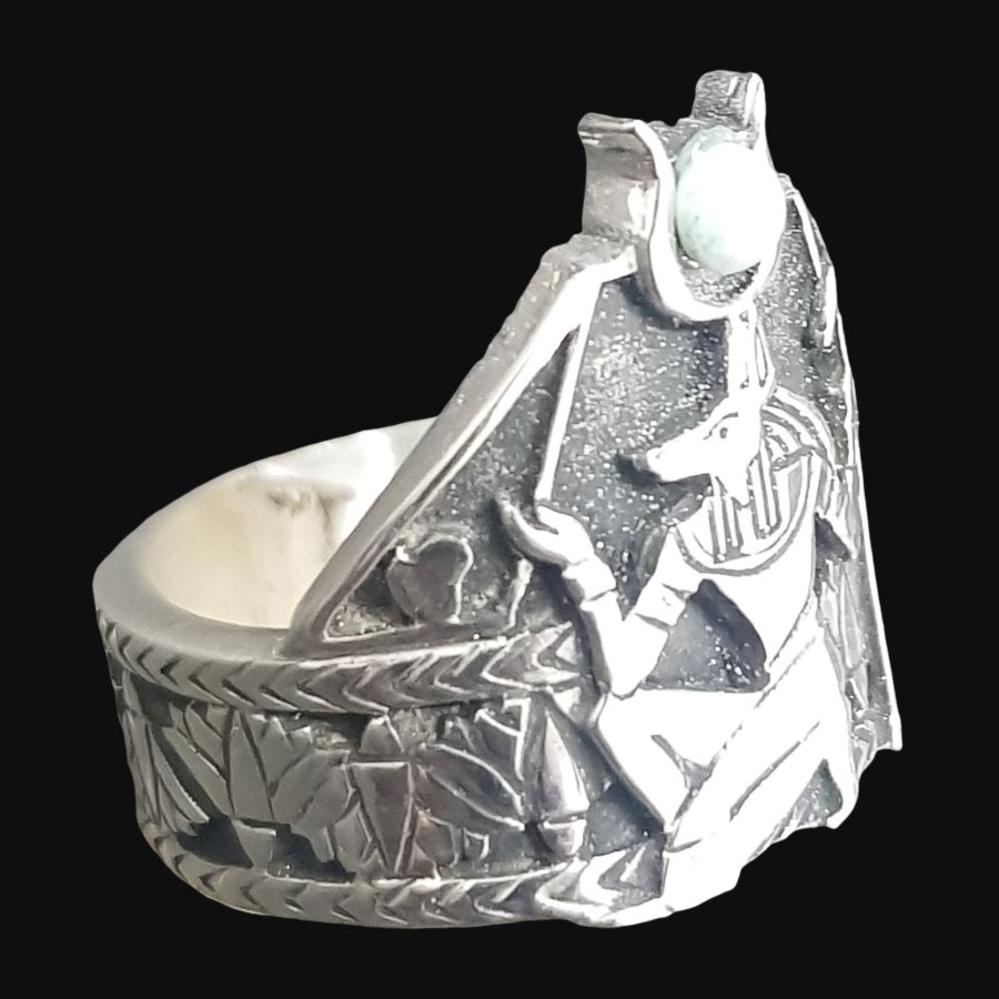 Anubis Jackal Ring In Silver 2 X 1.5 Cm 10 Gr Art 1081 - Bricks Masons