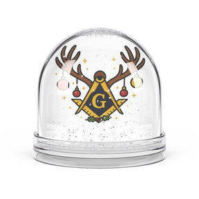 Master Mason Blue Lodge Snow Globe - Square & Compass with G Symbol Holiday Edition - Bricks Masons