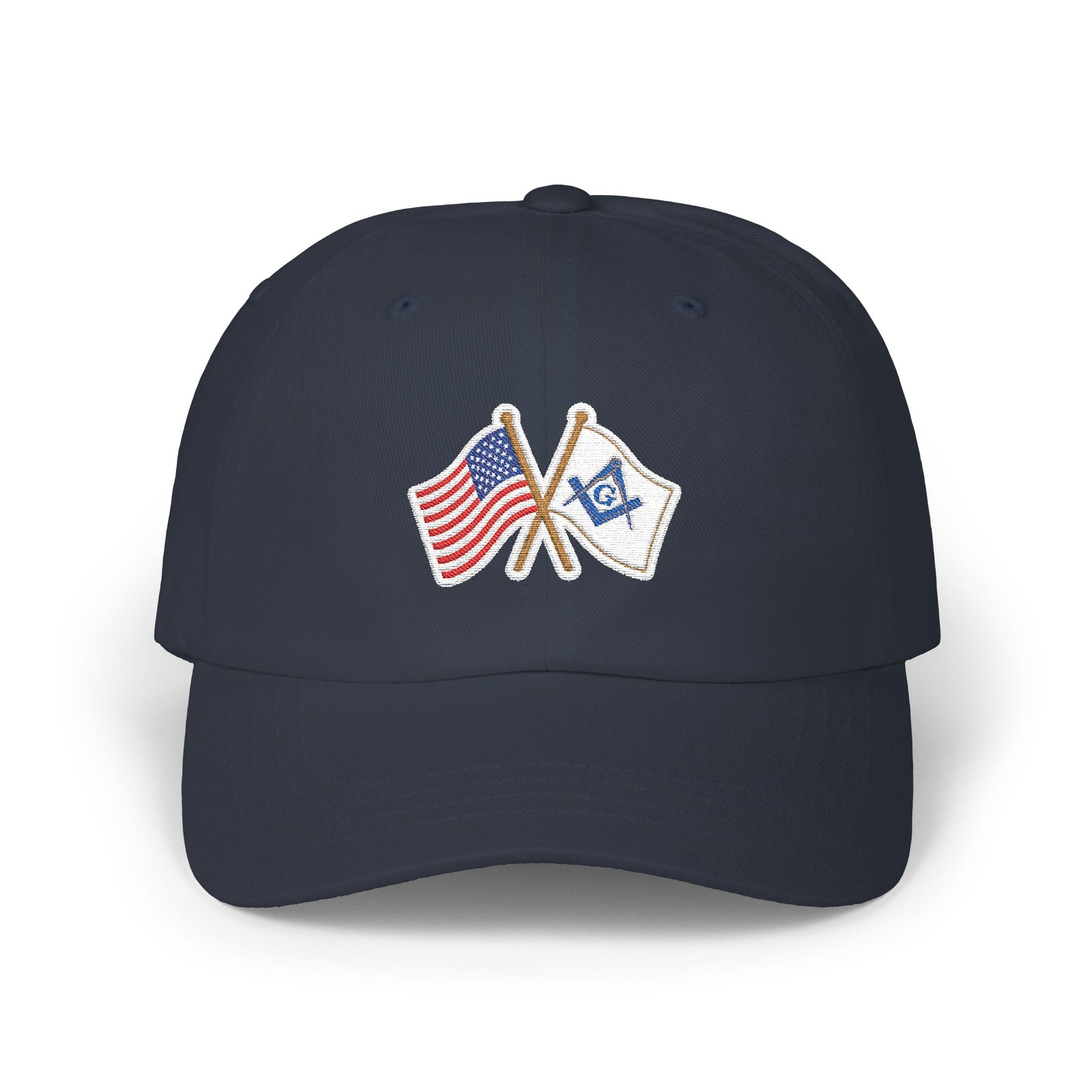 Master Mason Blue Lodge Baseball Cap - Cotton Various Colors Crossed Flags - Bricks Masons