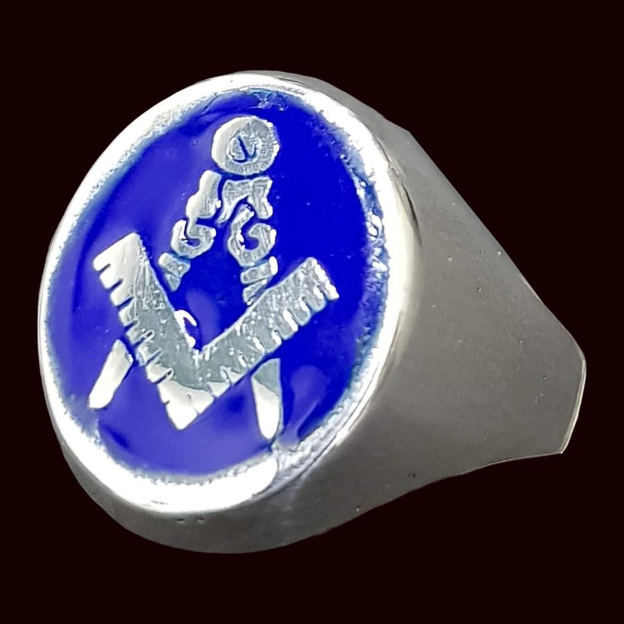 Masonic Ring, Apprentice Degree, Silver, Enamel, 1.6 cm, Art. 1121 - Bricks Masons