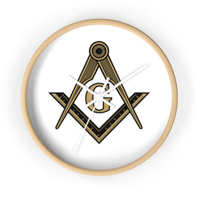 Master Mason Blue Lodge Clock - Distinguished S&C G on White Dial - Bricks Masons