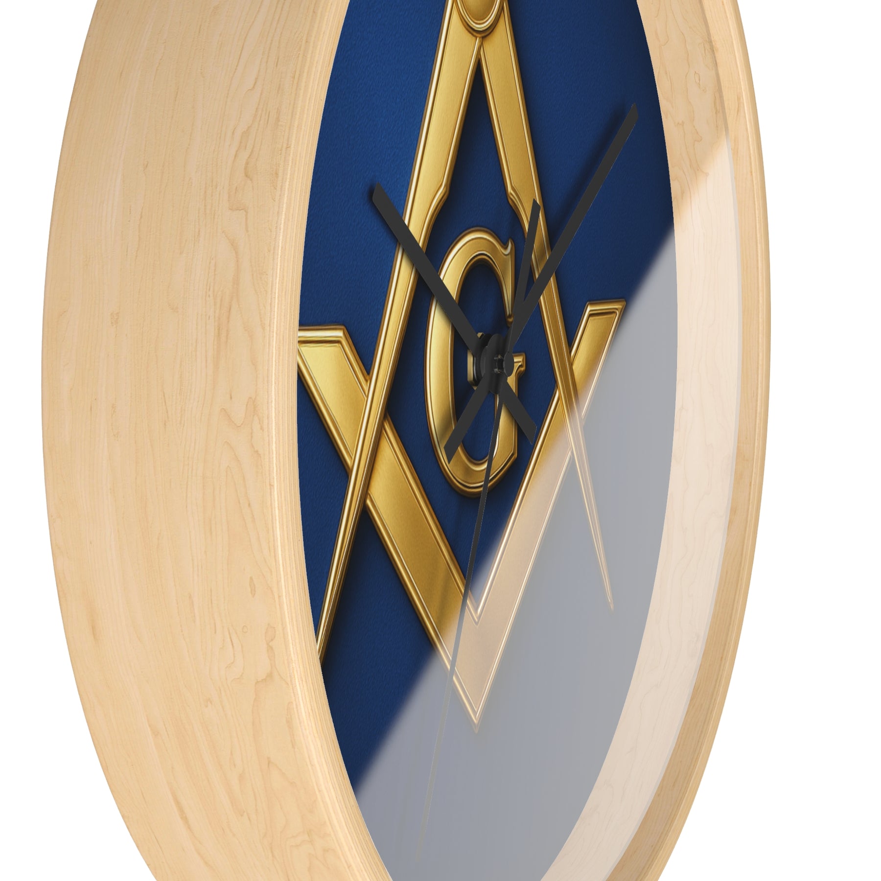 Master Mason Blue Lodge Clock - S & C Emblem on Elegant Wooden Frame - Bricks Masons