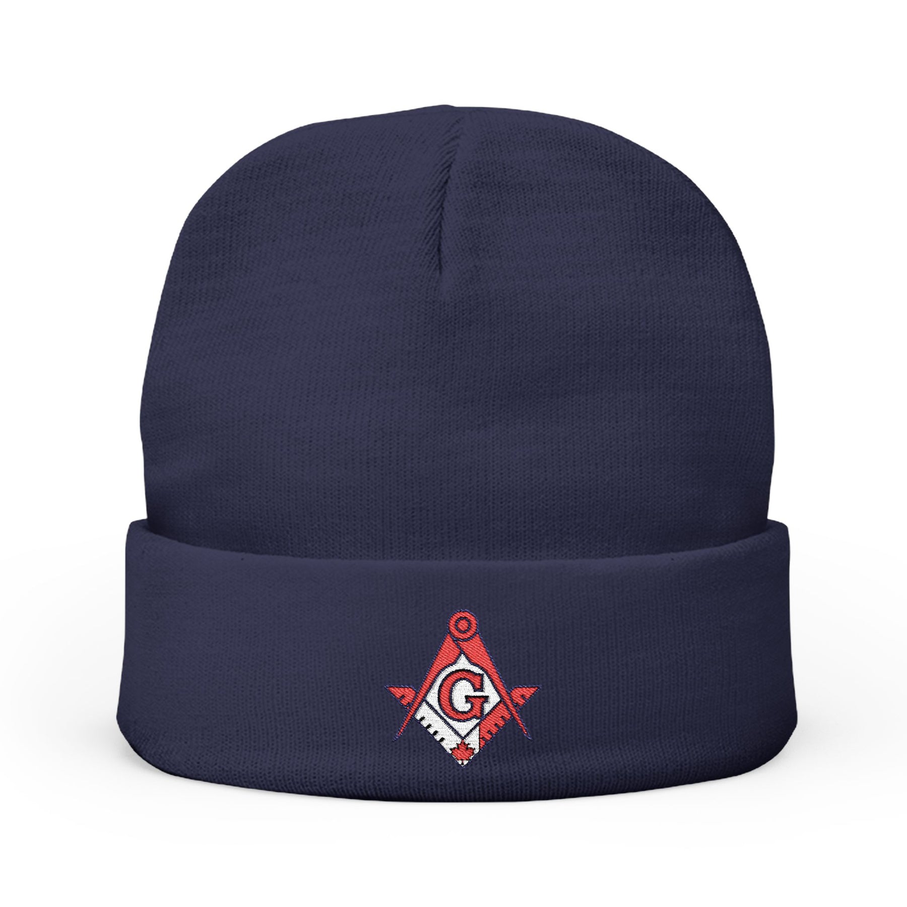 Master Mason Blue Lodge Canada Jurisdiction Beanie - Knit Embroidery Canada Mason Square & Compass G - Bricks Masons