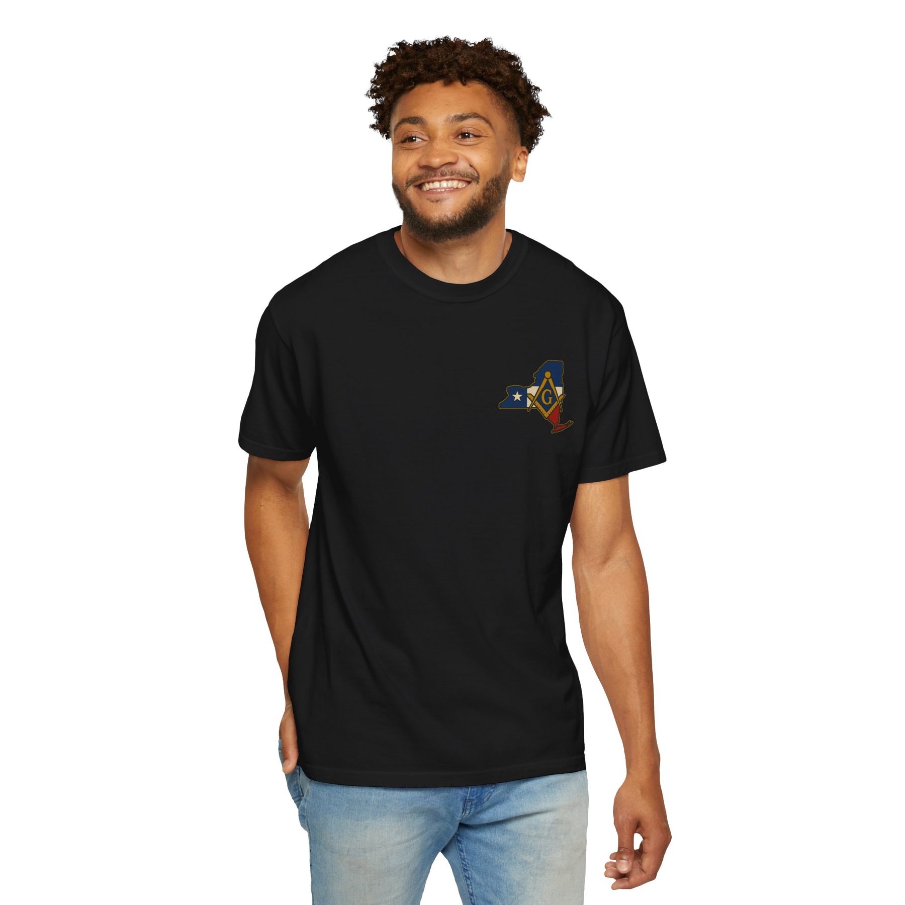 Master Mason Blue Lodge T-Shirt - Garment-Dyed New York Mason - Bricks Masons