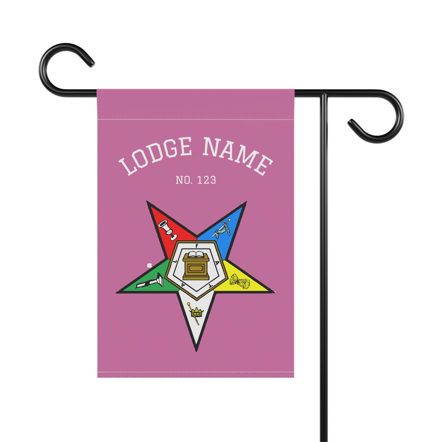 OES Yard Flag - Colorful Star With Personalization - Bricks Masons