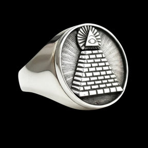 Masonic Ring with Eye in Silver, 1.8 cm, Art. 1227 - Bricks Masons