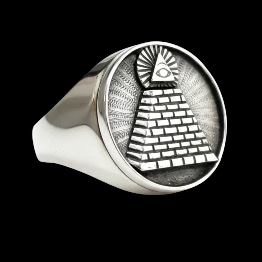 Masonic Ring with Eye in Silver, 1.8 cm, Art. 1227 - Bricks Masons