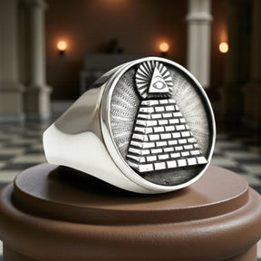 Masonic Ring with Eye in Silver, 1.8 cm, Art. 1227 - Bricks Masons