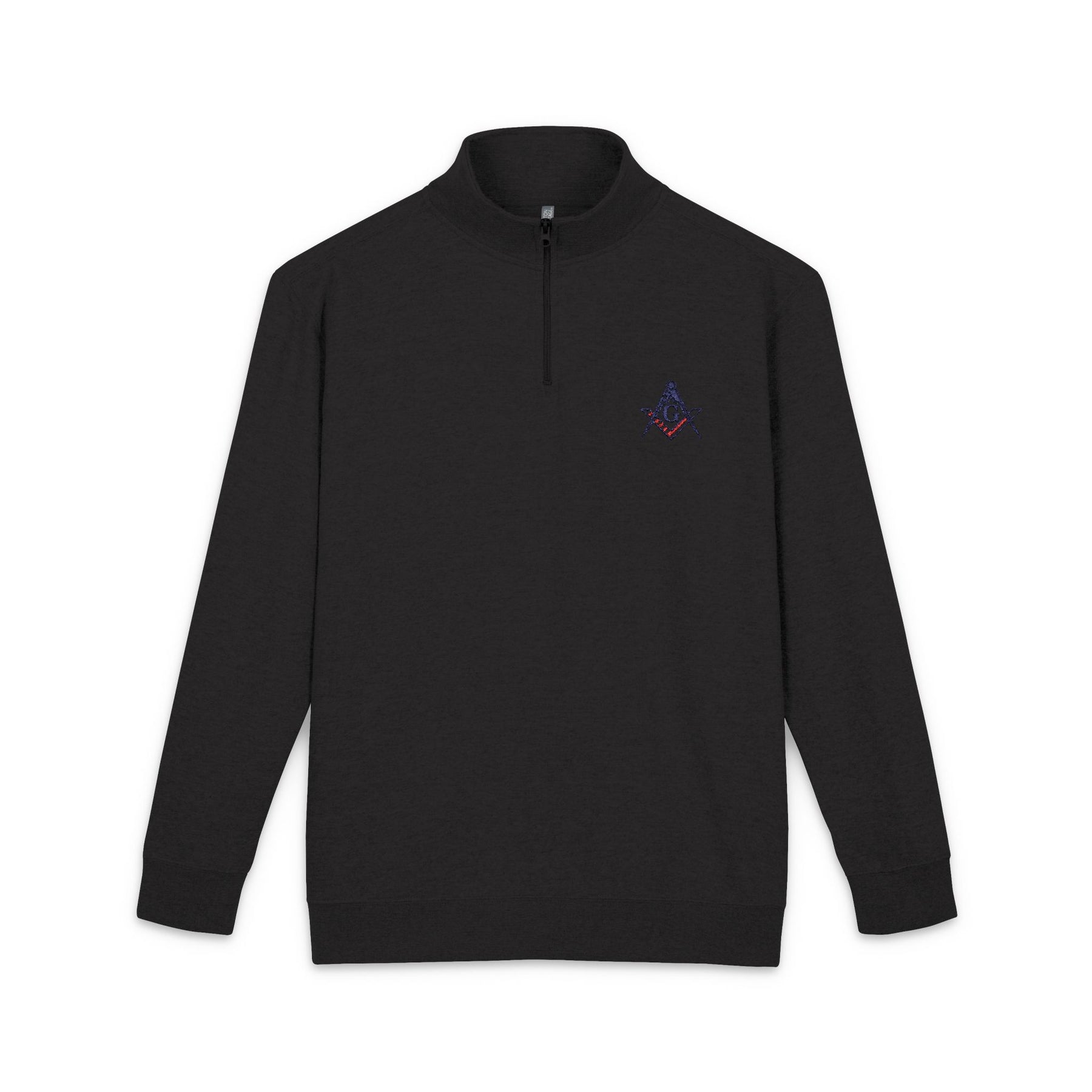 Master Mason Blue Lodge Sweatshirt - Embroidered S&C G with USA Flag Print - Bricks Masons