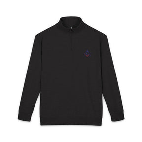 Master Mason Blue Lodge Sweatshirt - Embroidered S&C G with USA Flag Print - Bricks Masons