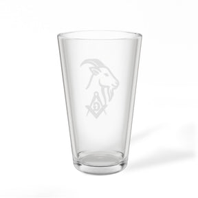 Master Mason Blue Lodge Pint Glass - Square & Compass G with Goat - Bricks Masons