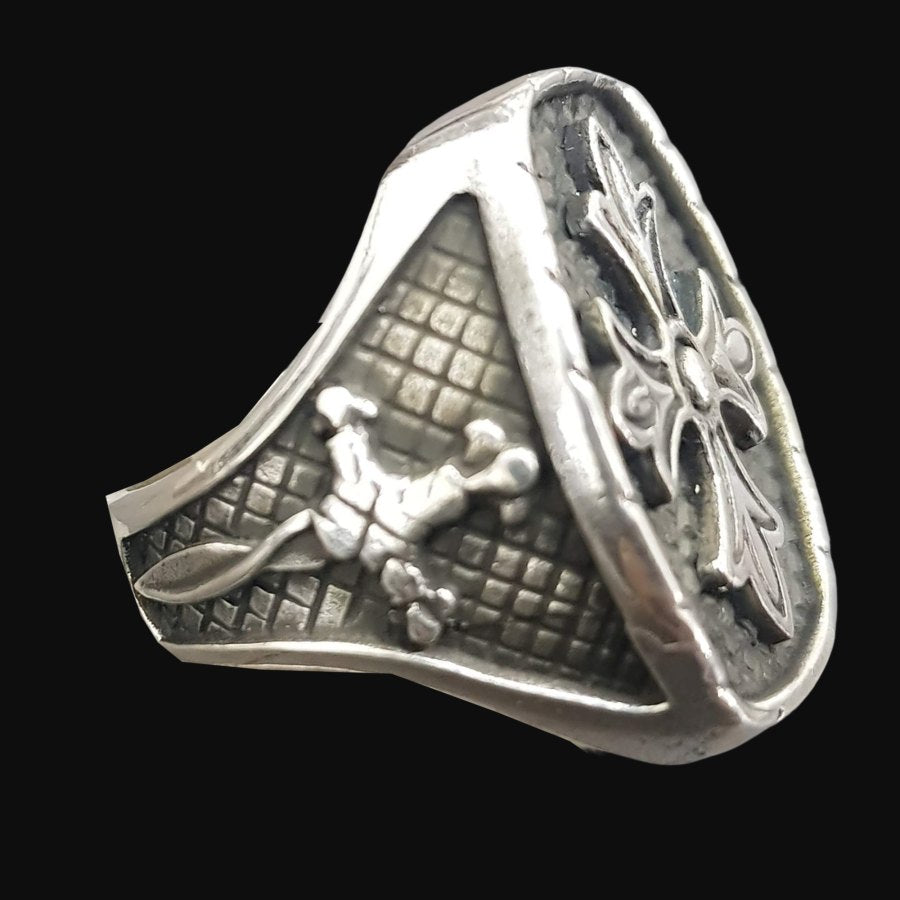 Knights Templar Ring 2.5 x 2 cm 15 g Silver Art 1274 - Bricks Masons