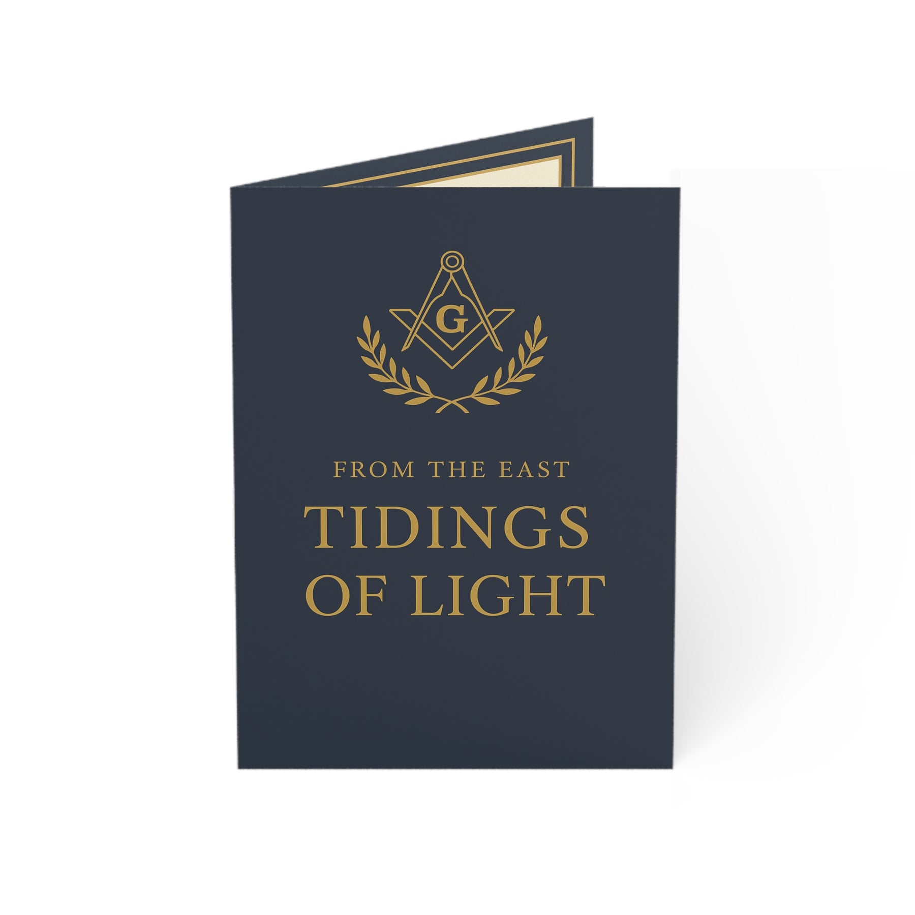 Master Mason Blue Lodge Greeting Card - S&C G with Wreath From The East Tidings of Light - Bricks Masons