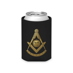 Past Master Blue Lodge Can Cooler - Gold Square & Compass - Bricks Masons
