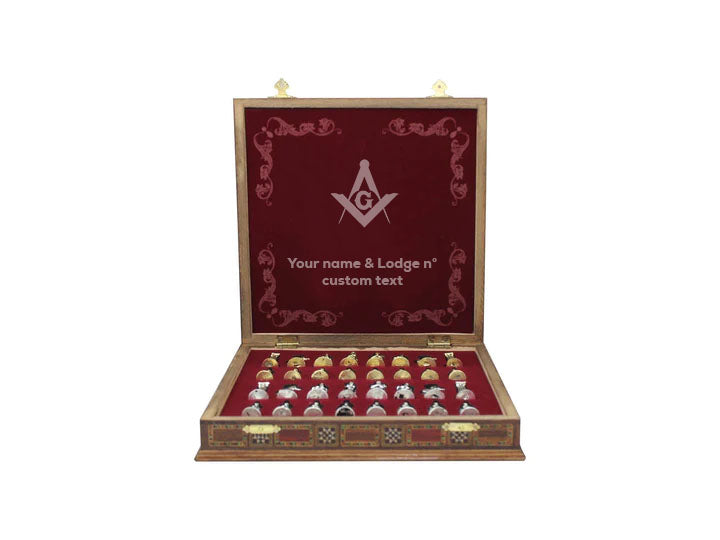 Master Mason Blue Lodge Chess Set - 16.5" (42cm) - Bricks Masons