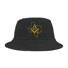 Master Mason Blue Lodge Bucket Hat - Black With S&C G Texas Mason - Bricks Masons