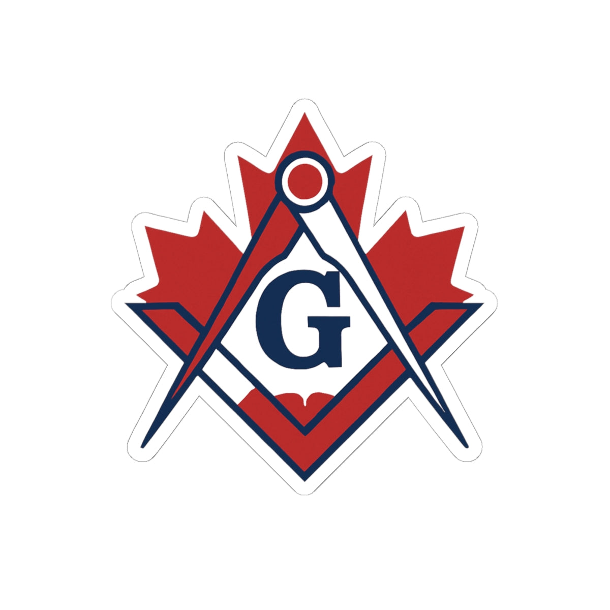 Master Mason Blue Lodge Canada Jurisdiction Sticker Decal - Maple Leaf With S&C - Bricks Masons