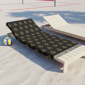 Master Mason Blue Lodge Towel - Black Polyester With Knotted Tassels - Bricks Masons