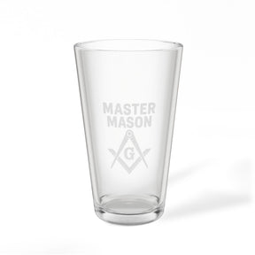 Master Mason Blue Lodge Pint Glass - Square & Compasses with G Design - Bricks Masons