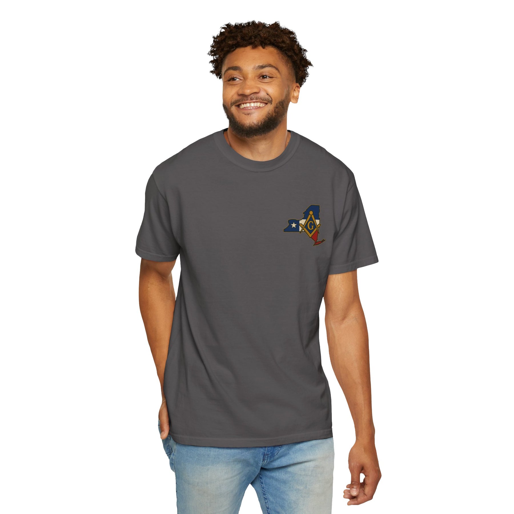 Master Mason Blue Lodge T-Shirt - Garment-Dyed New York Mason - Bricks Masons